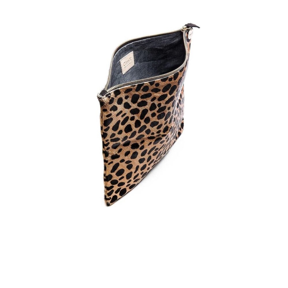 Clare V. Pony Hair Leopard Print Folded Clutch - Picture 3 of 5
